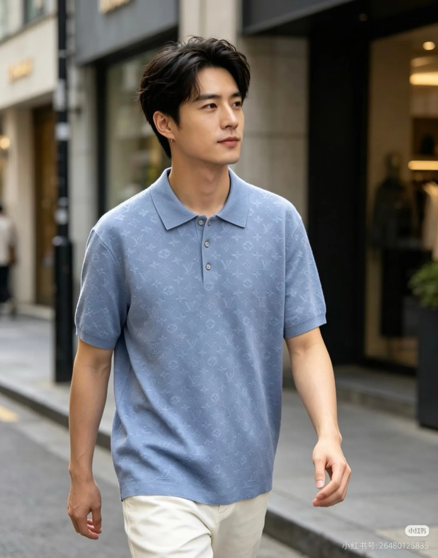 Louis Vuitton/Louis Vuitton 26ss dark pattern old flower jacquard knitted Polo short sleeves